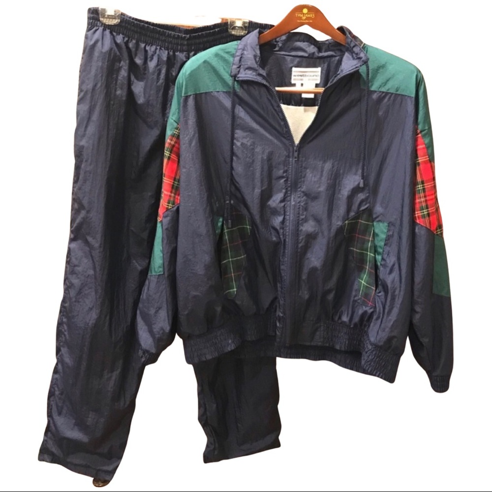 Plaid Patchwork Windbreaker Track Suit. Vintage W… - image 2